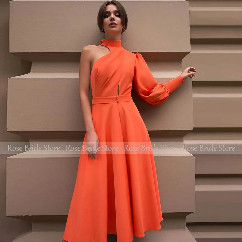 Modern Special Occasion Dresses Dresses Long Satin Button Pleat Ruched Christmas A-line One-shoulder Bespoke Occasion Gown 2024
