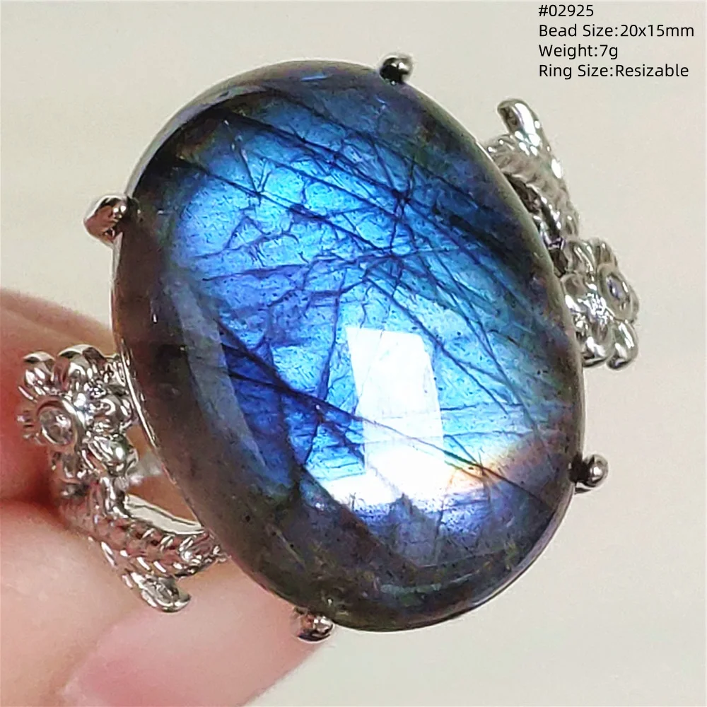 Bague ajustable en labradorite bleu violet naturel, bijoux en labradorite pour femmes et hommes, mode AAAAAA