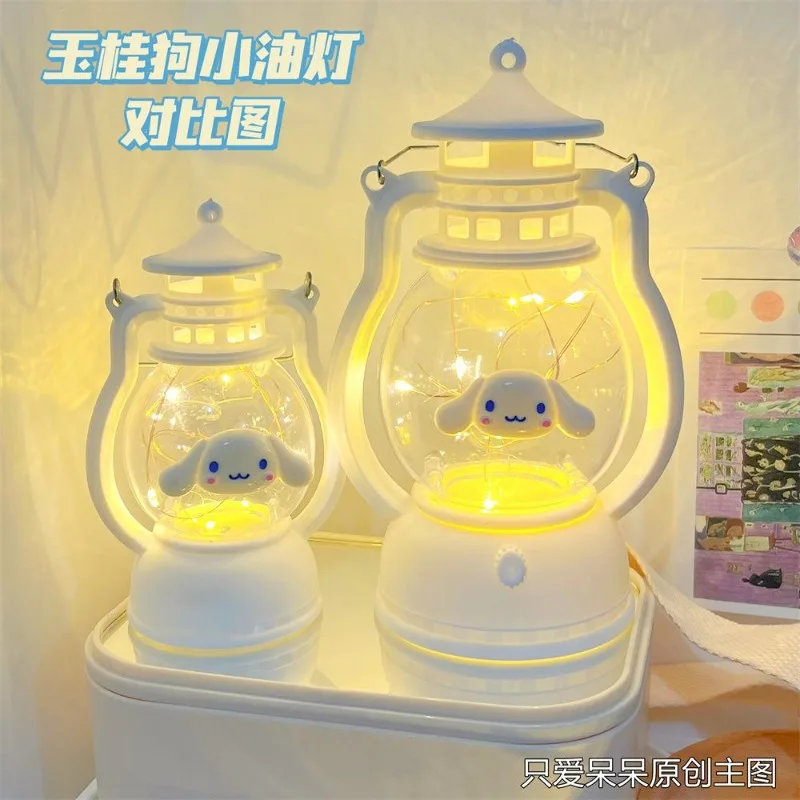 Retro mała lampa naftowa plus urocza lampka nocna Sanrio Cinnamorollkuromi przenośna lampka nocna może być zawieszana na ścianie