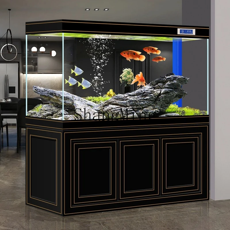

ZYY light luxury fish tank living room household medium and large aquarium ecological arowana tank office partition