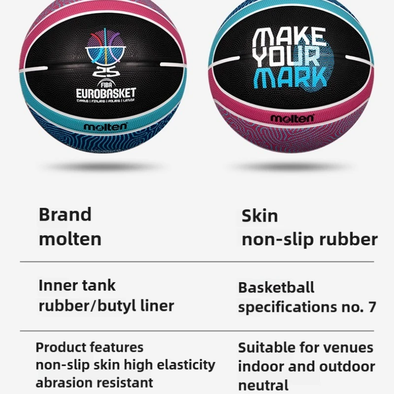 Molten B7G2000-E5Z FIBA Approved Basketball Size 7 - Butyl Bladder and Anti-Slip Rubber for Outdoor Courts