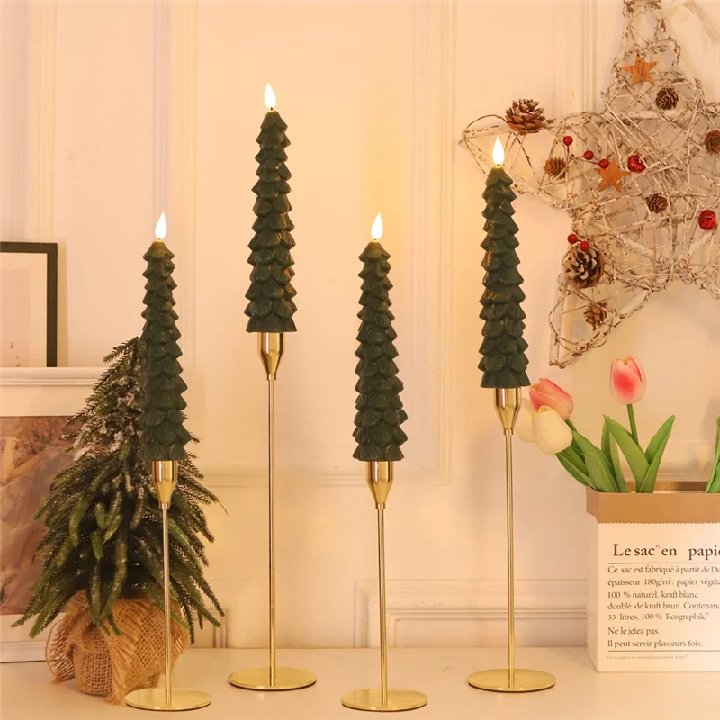 AF90-LED Christmas Pine Cone Simulation Candle Lamp Christmas Decorative Atmosphere Modeling Lamp Christmas Candle Set