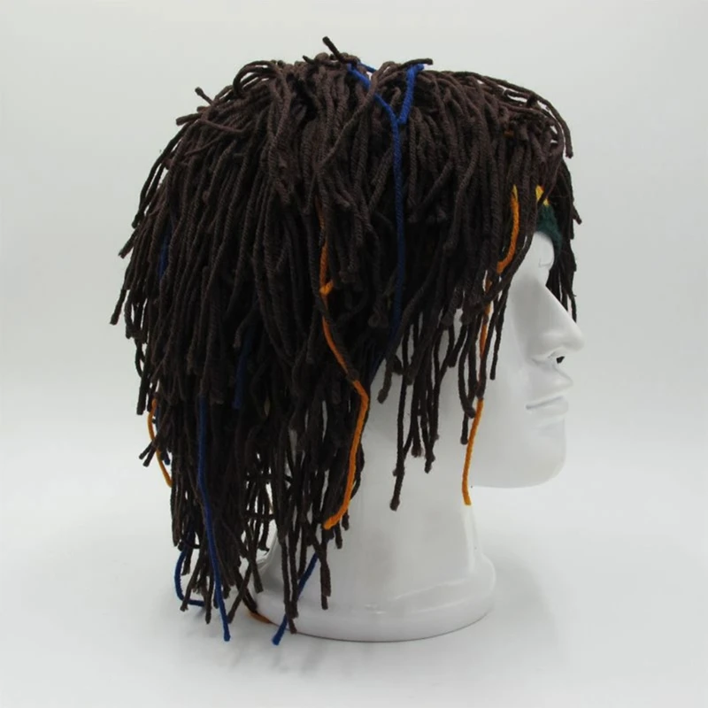 Hombre tejido barba sombrero pelos estilo Rastas pelucas gorras sombrero invierno para Halloween Dropshipping