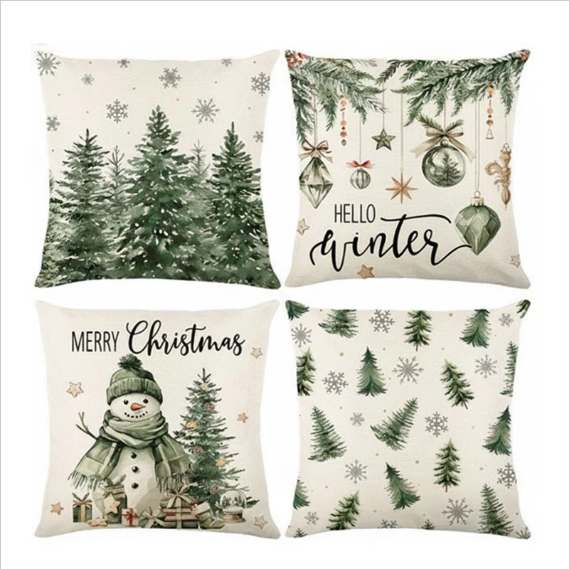 

Christmas Pillow Covers Christmas Decorative Soft Winter Plush Pillowcase Cushion Cover Embroidery Christmas Decoration