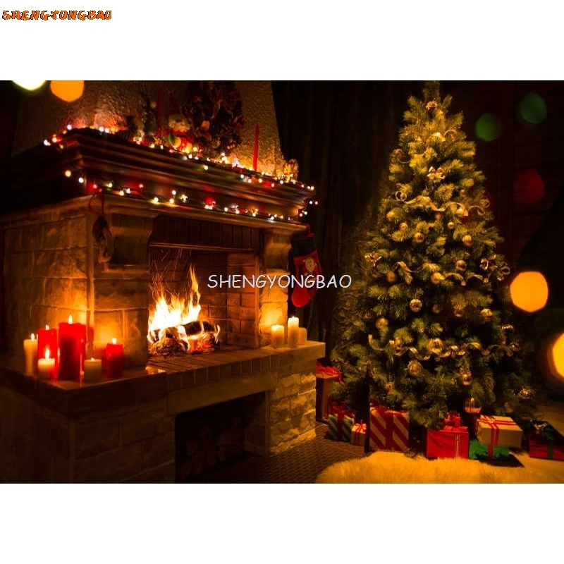 SHENGYONGBAO Nghệ Thuật Vải Ngày Giáng Sinh Chụp Ảnh Phông Nền Chống Đỡ Cây Giáng Sinh Lễ Hội Studio Ảnh Nền XT20924SD-13