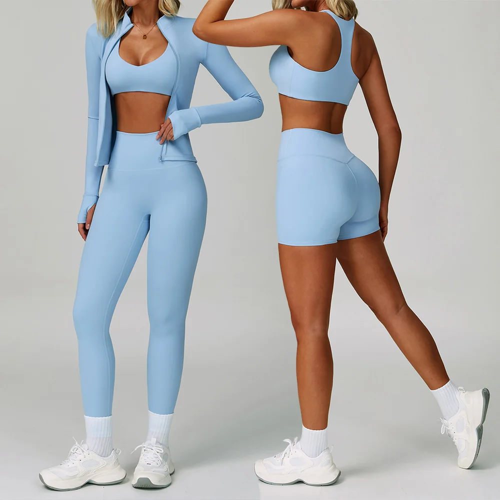 2-3PCS Yoga Suit Women Tracksuit Sports Bra High Waist Leggings Shorts Outfit Gym Set Fitness Push Up Workout Clothes Sportswear