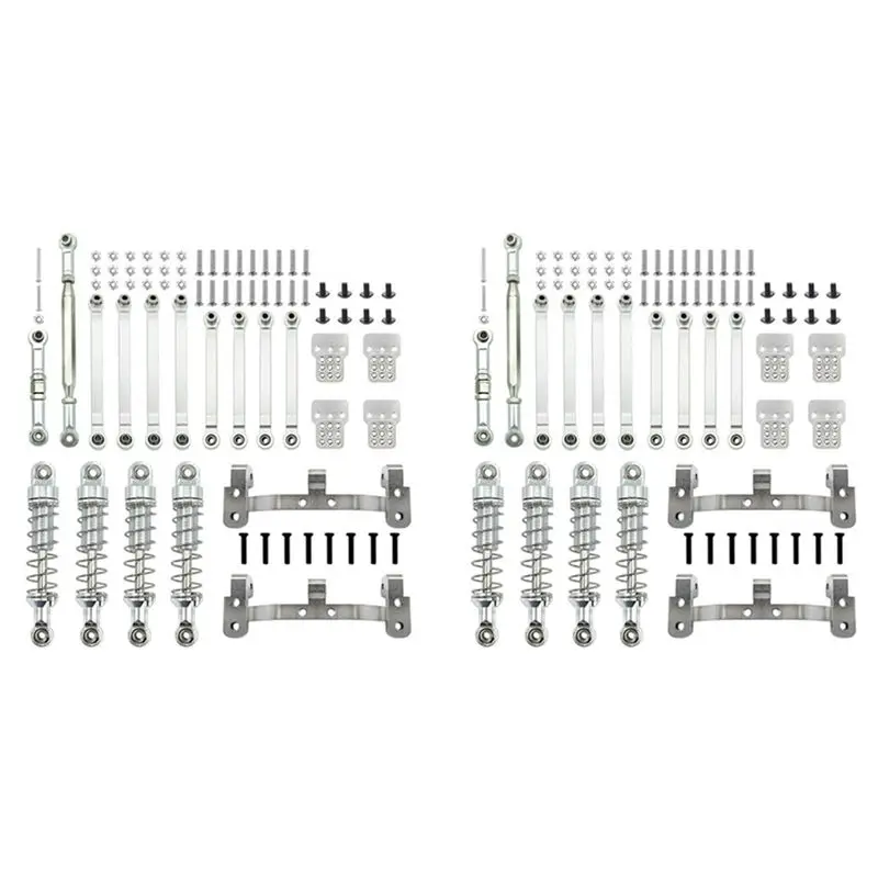 Best-2 Set Metal Steering Link Rod Pull Rod Mount Shock Absorber Set For MN D90 MN-90 MN99S 1/12 RC Car Upgrade Parts,3