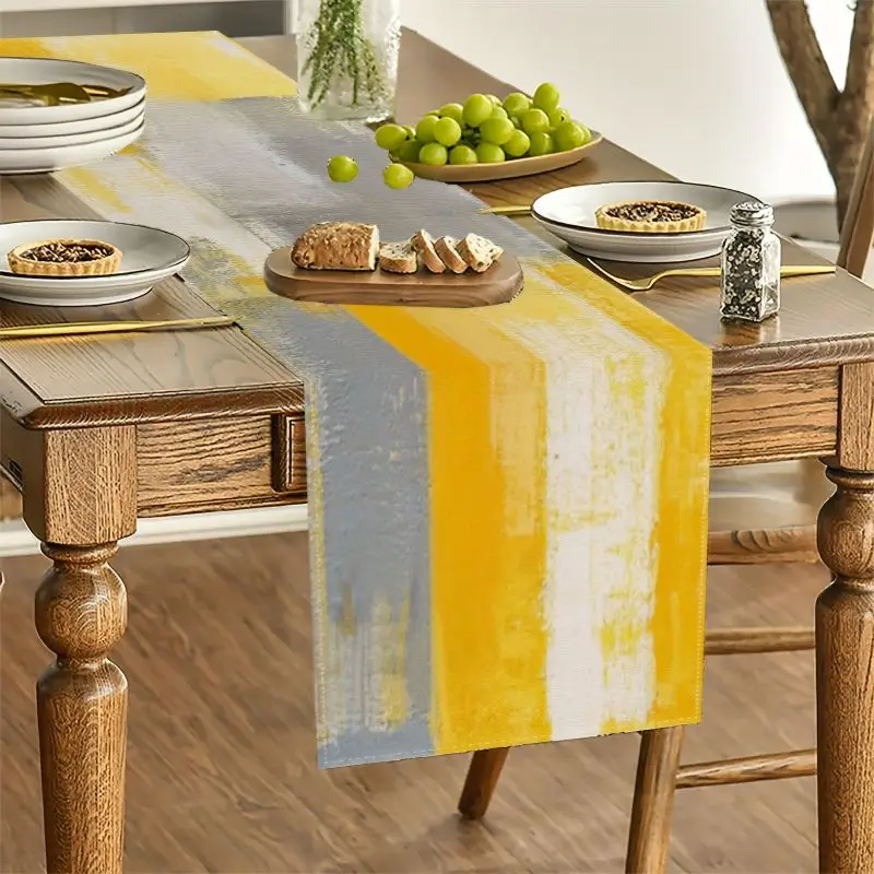 Morandi Color Contrasting Geometric Style Table Runner Mat Set Waterproof and Anti Slip Kitchen Dining Table Mat Home Decor
