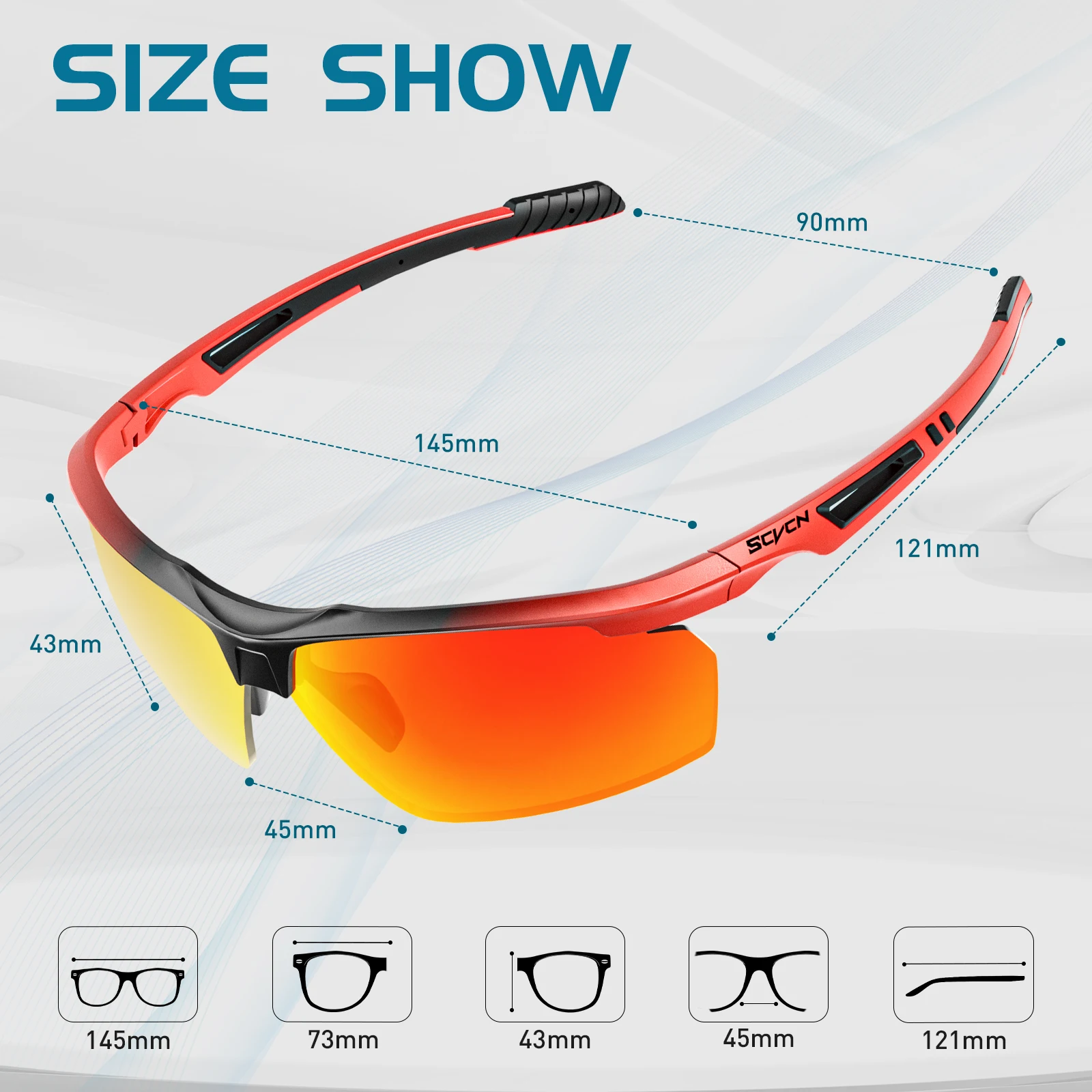 SCVCN Outdoor Sports Polarized Sunglasses Men Women Cycling Glasses Road Running Drving Fishing Goggles UV400 Protection Eyewear