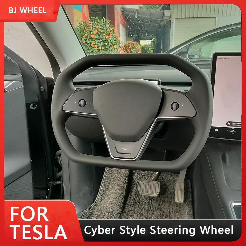 Misura per Tesla Model 3 Model Y volante Cybertruck Style Napa accessori modificati in pelle