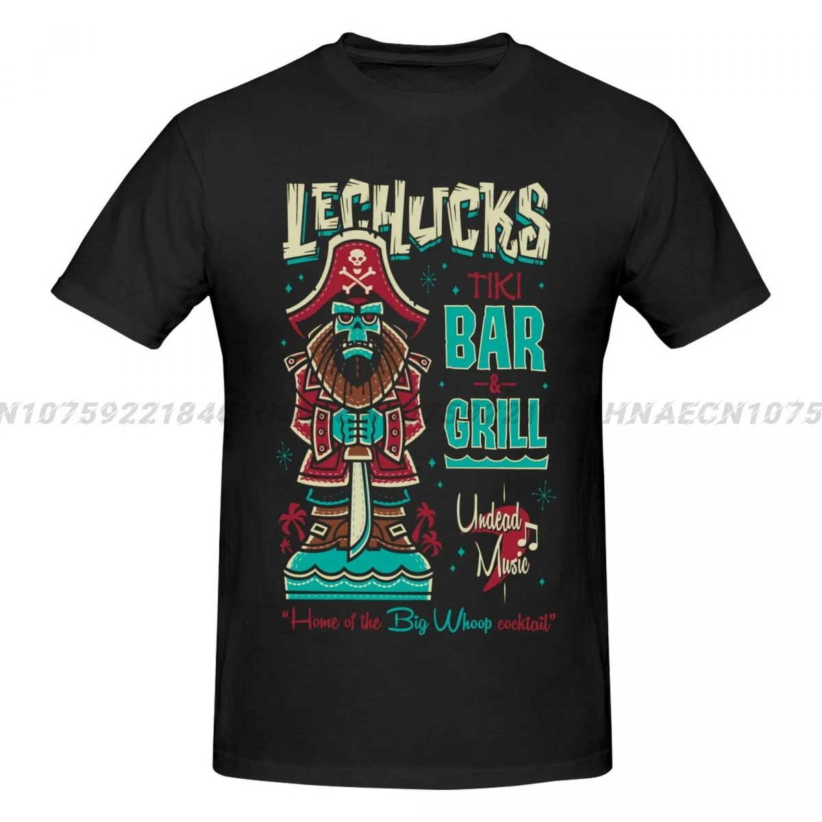 Summer Men Monkey Island Lechucks Tiki Bar Outdoor Sports Short Sleeved Round Neck T-shirt with Fashionabl