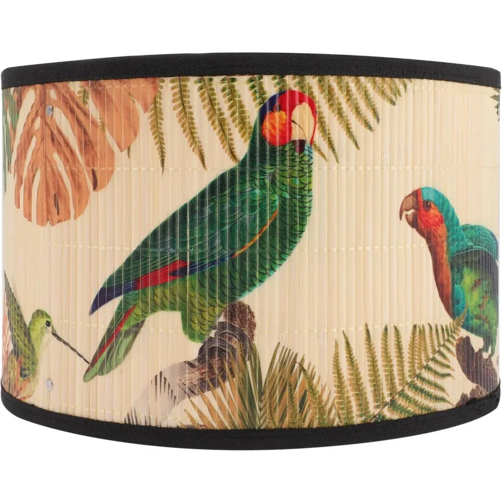 

drum lamp shade e27 vintage burlap lampshade birds pattern chandelier lamp cover replaceable light accessories for pendant floor