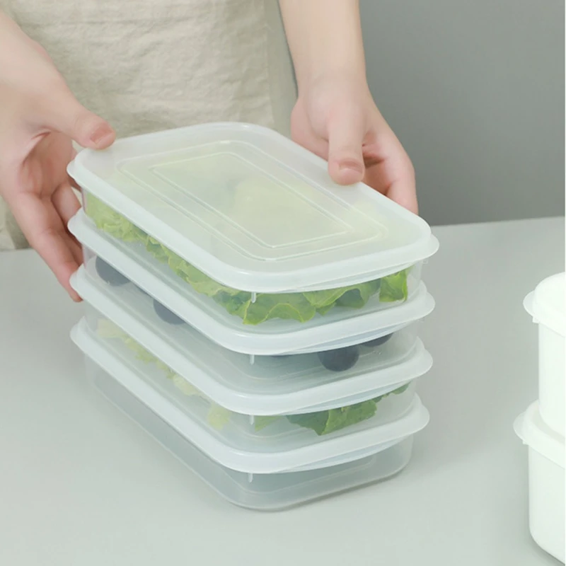Food Grade Plastic Storage Container Airtight Sealed Transparent Kitchen Organizer for Refrigerator Freezer Food Fresh Keeping