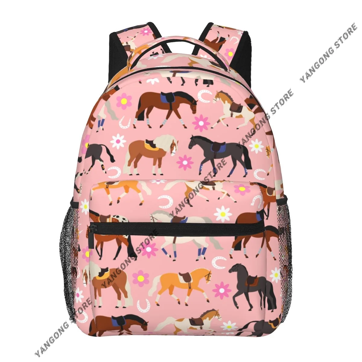 Fashion Backpack Women Men Unisex Students Backpacks Horses Racing Flowers Farm Domestic Animals Travel bag Bookbag