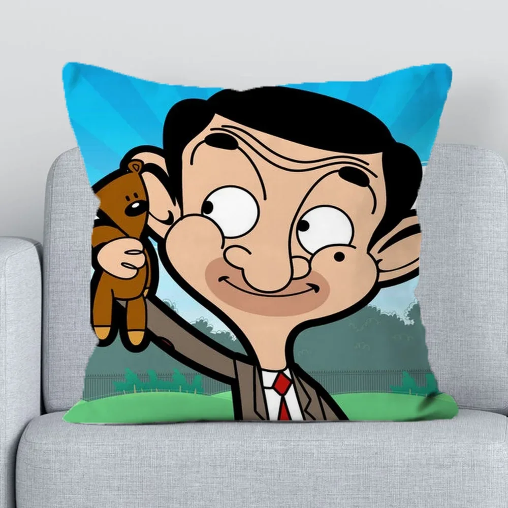 Mr. Bean Cartoon Cushion Covers 45x45 Pillow Hugs Pillowcase 45*45 Decorative Pillowcases 40x40   Printing Sofa