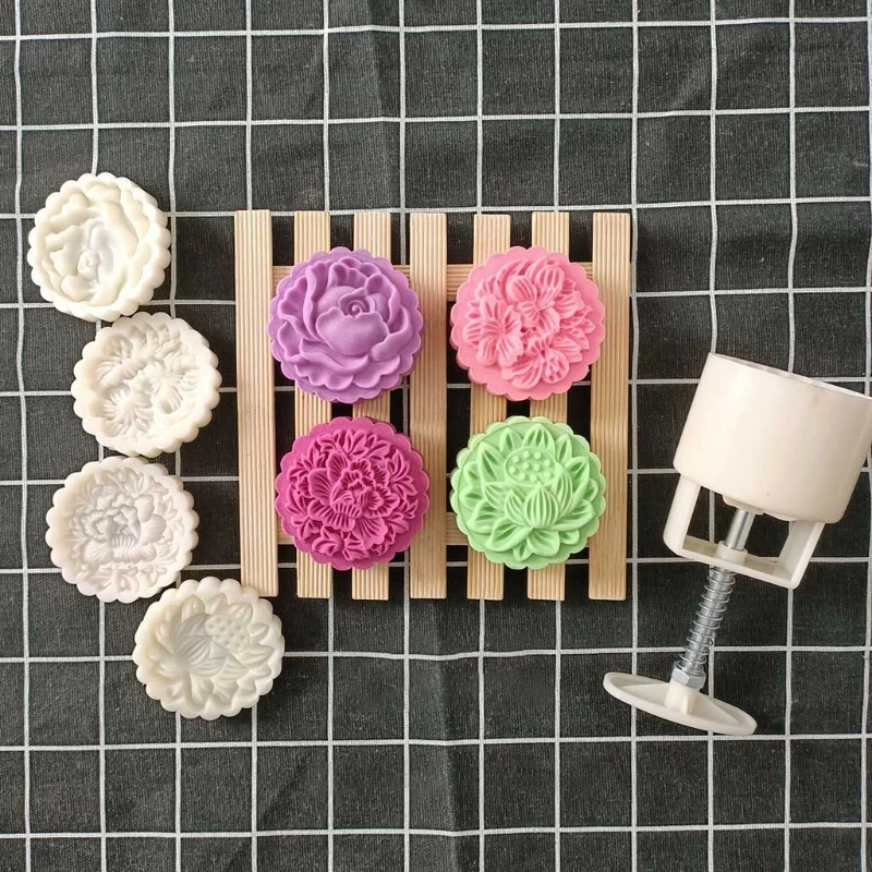 Kunststoff Mooncake Mold 100g Blume Stempel Keks Cookie Cutter Form DIY Fondant X5QB
