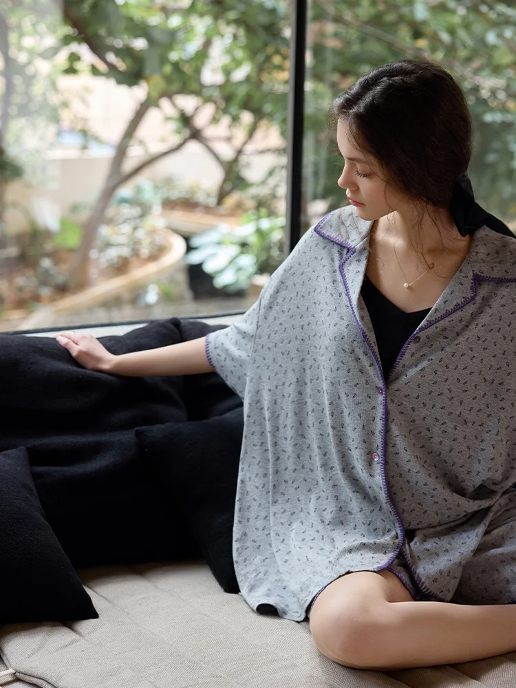 meiteng-su-ying-qing-fen-women's-summer-lightweight-short-sleeve-modal-sleepwear-cardigan-home-clothes-design-sensation