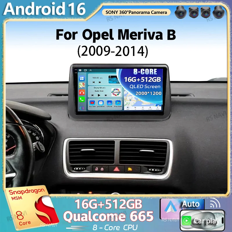 Android 16 Für Opel Meriva B 2009 - 2014 2K QLED Stereo Autoradio Multimedia-Videoplayer GPS AI-Sprachsteuerung CarPlay Haupteinheit