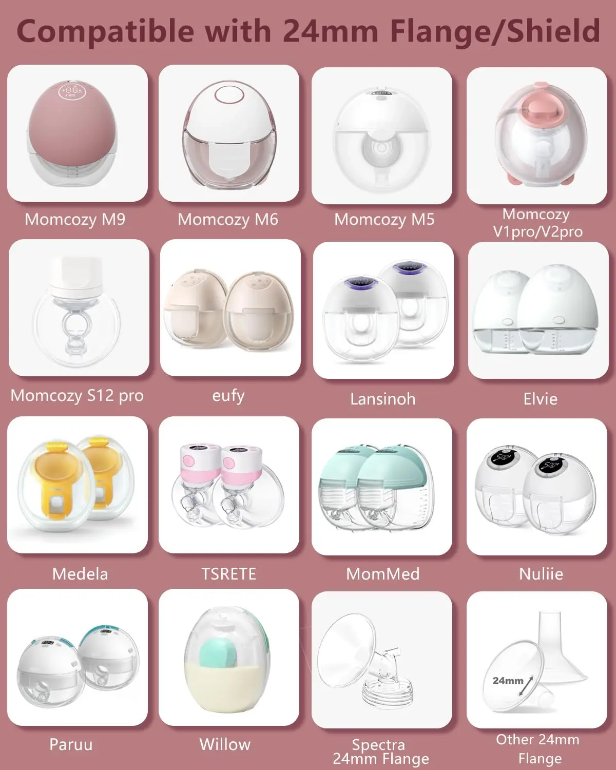 إدراج شفة متوافق مع مضخة الثدي Momcozy/Spectra/Medela/eufy/Elvie/Lansinoh/Paruu، ومعظم الدروع مقاس 24 مم #2