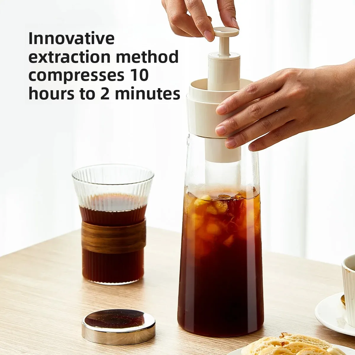 

Outdoor Carry-On Cooler Pot Portable High Borosilicate Cold Brew Coffee Pot Tea Infusion Water Bottle