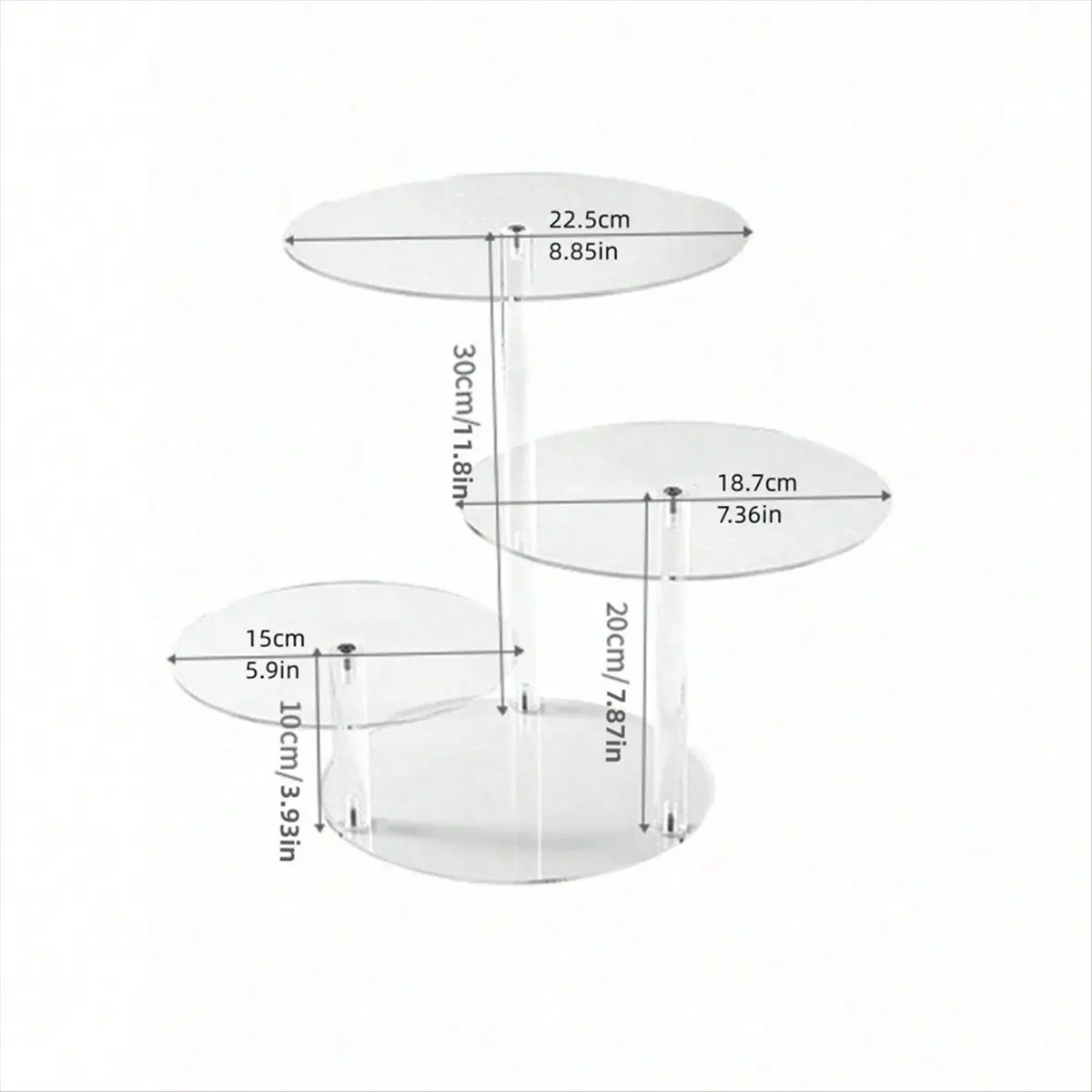 HITL Round Acrylic Products Display Riser Stands, 3 Tiers Cupcake Stand Mini Display Rack for Cake