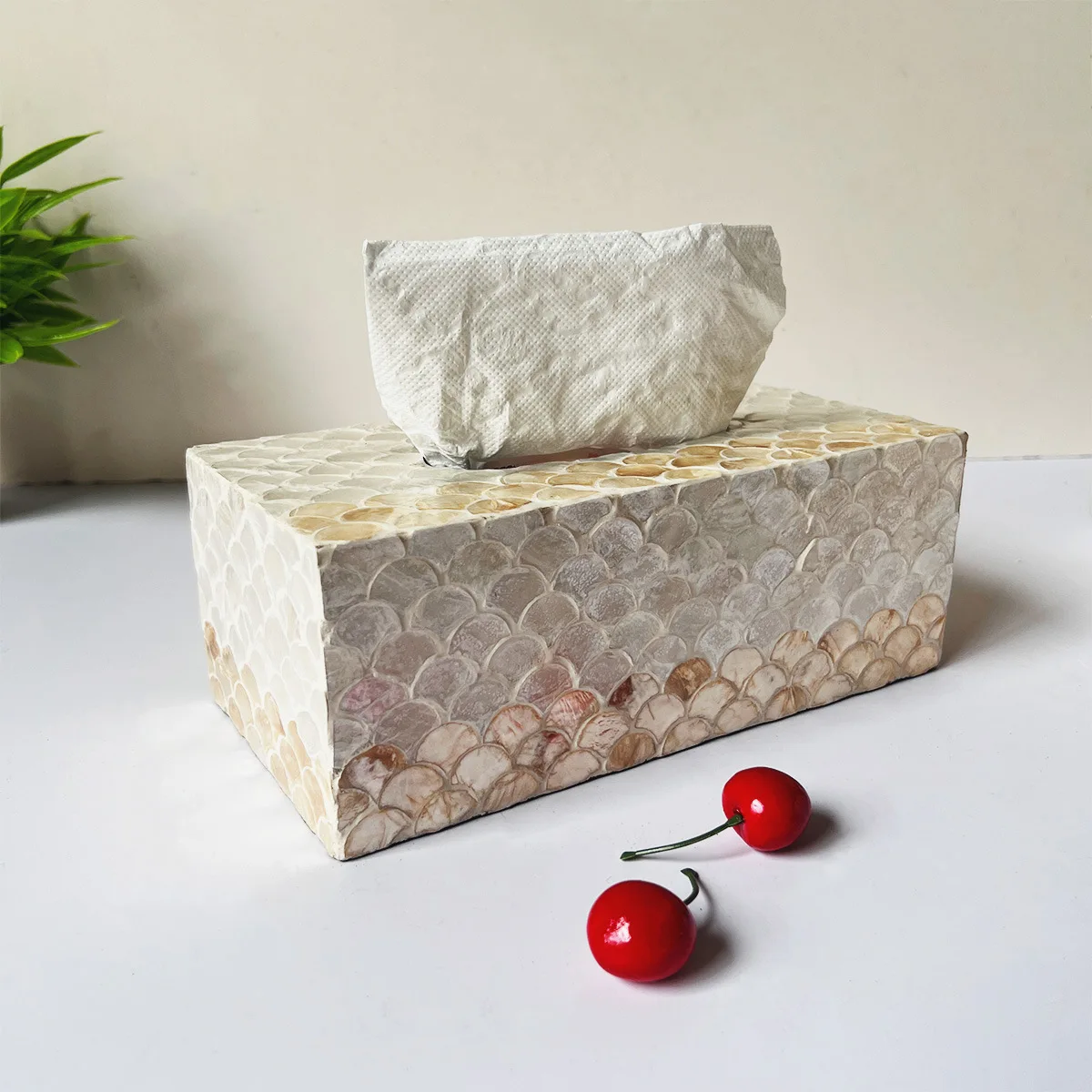 

New Shell Tissue Box Natural Seashell Mosaic Decorative Holder for Living Room Bathroom Bedroom Home Decor Gift