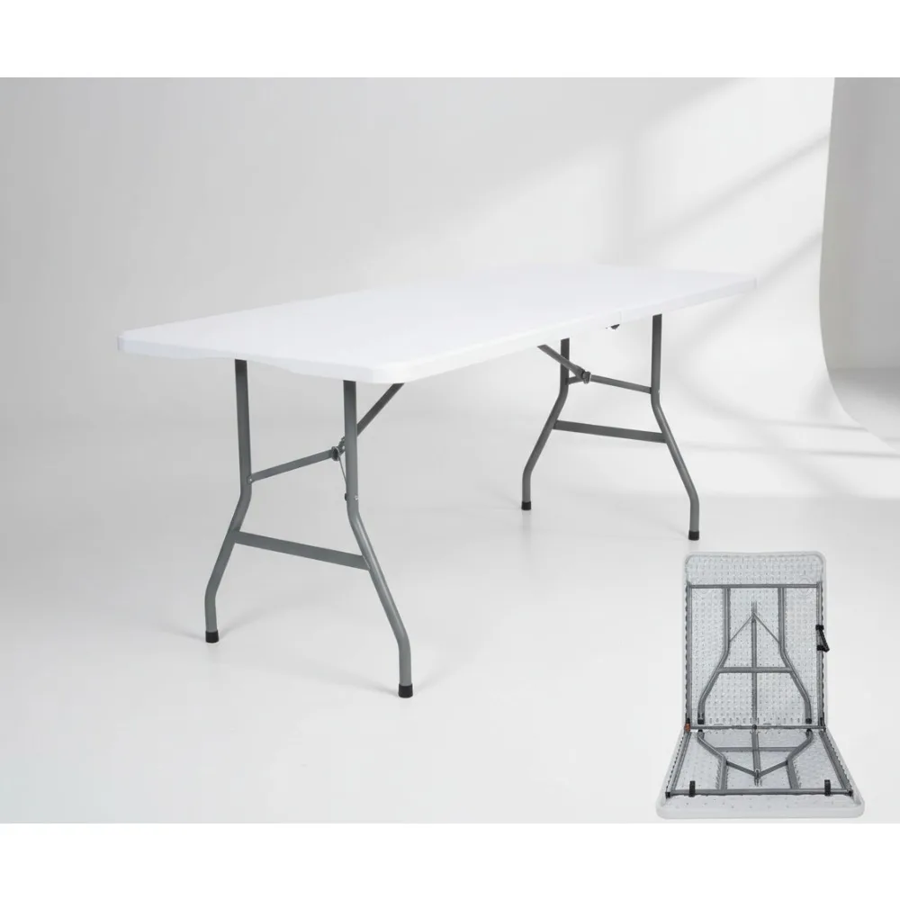

6-футовый складной стол для использования в помещении, на открытом воздухе, для пикника, кемпинга, барбекю, вечеринки, портативный, сверхмощный, белый