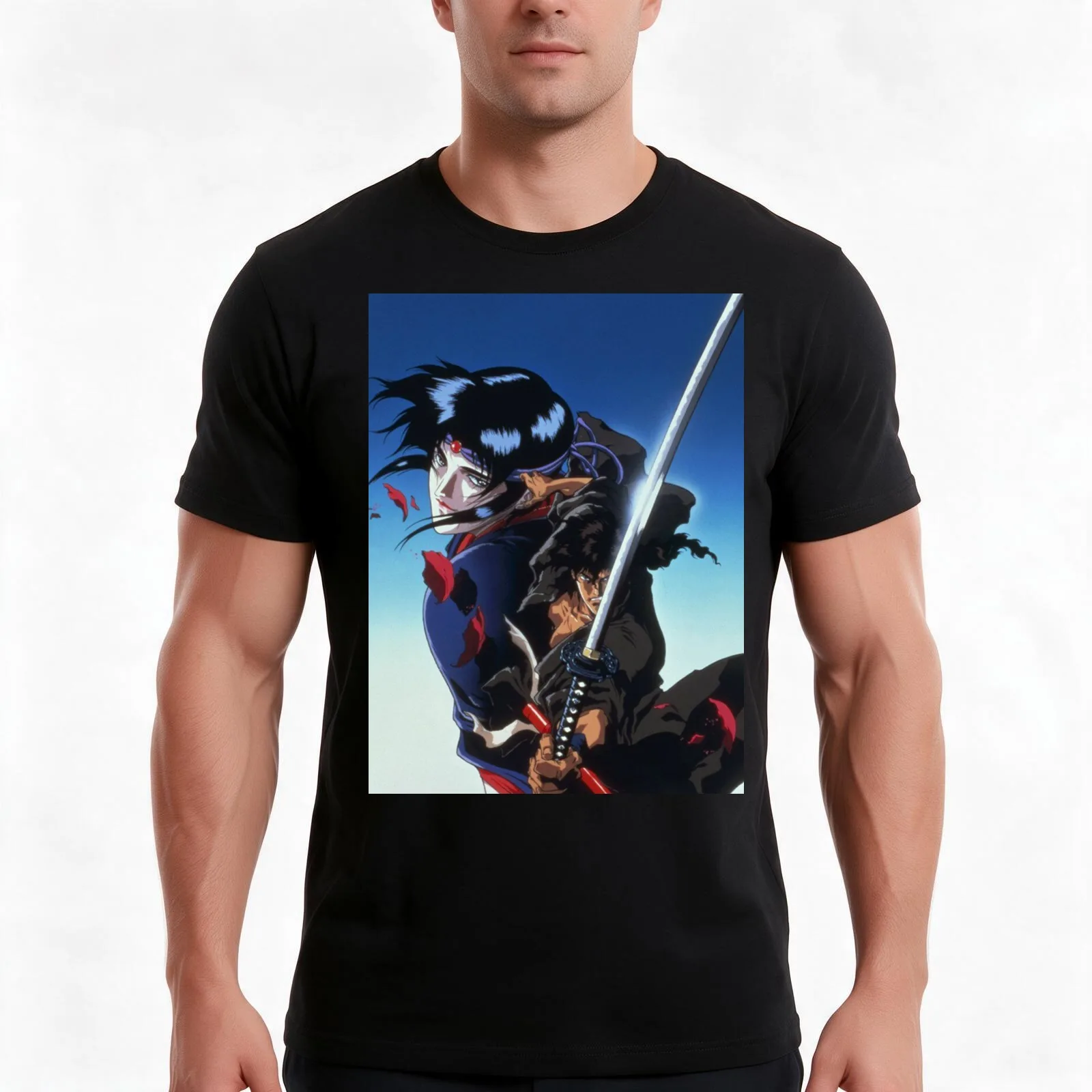 Ninja scroll T-Shirt Summer Casual Cotton Tee Oversized Streetwear Tops Vintage Graphic Print Loose Fit Short Sleeve
