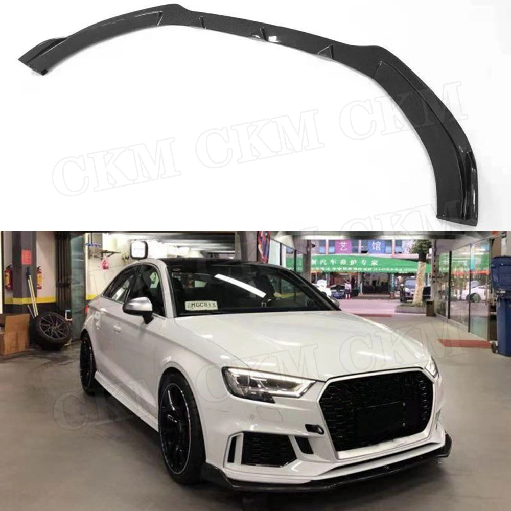 

CKMUUER Carbon Fiber Front Bumper Lip Spoiler Auto Car Styling for Audi A3 RS3 Not Standard S3 2017 2018 Car Body Kits