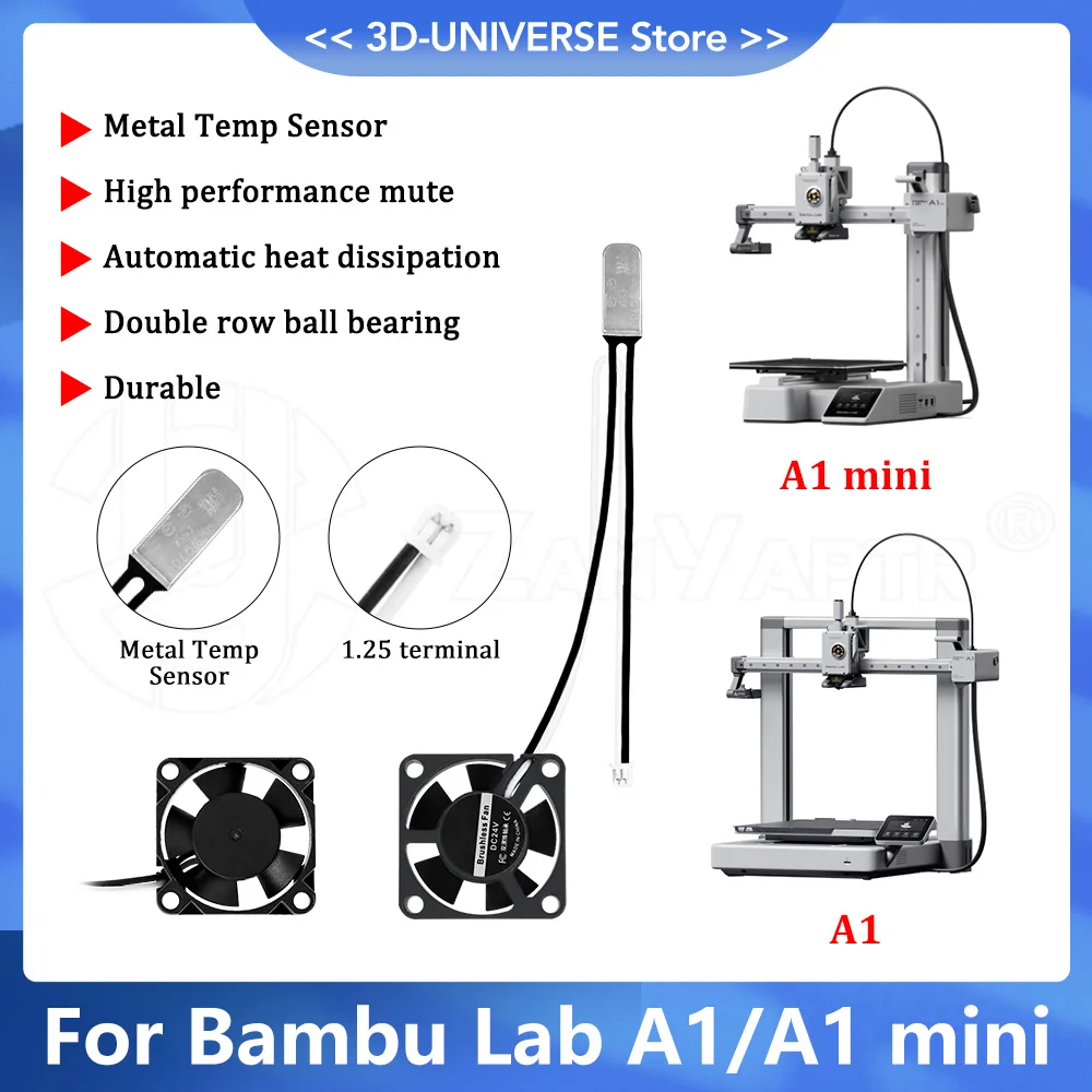 

NEW Upgrade For bambu lab A1/A1 mini Cooling Fan Extrusion Kit Auto Start-stop Double ball bearing Silent Fan 3D printer parts