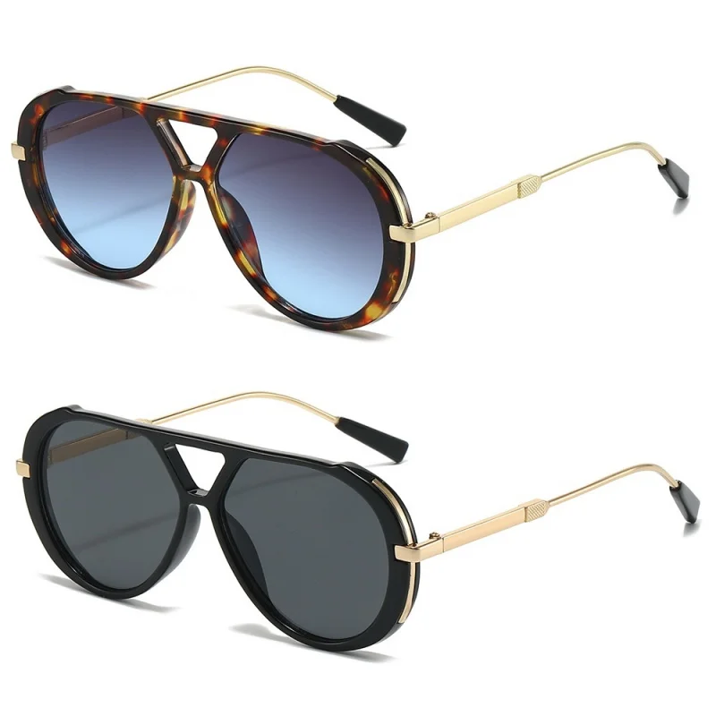 Óculos de Sol de Aviador 2/1 Peças para Homens e Mulheres, Óculos de Moda Ajustáveis para Casais, Proteção UV400, Lentes Grandes de Luxo para Viagem, Óculos de Sol Casuais