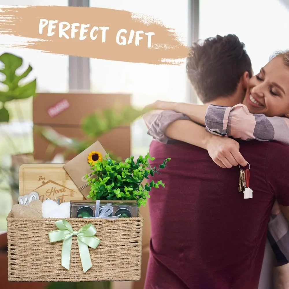 سلة هدايا هووسورمينغ أنيقة مكونة من 18 قطعة: نباتات صناعية، شموع معطرة، وأفكار ديكور منزلي جميل