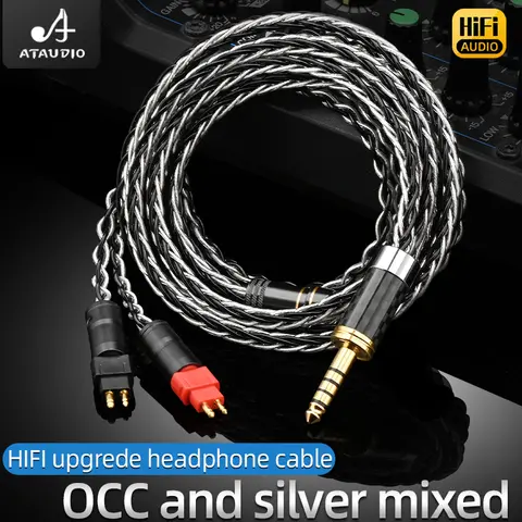 ATAUDIO HiFi 헤드폰 케이블 하이 엔드 8 코어 7N OCC 실버 혼합 이어폰 케이블 Sennheiser HD580 HD600 HD650 HD660S