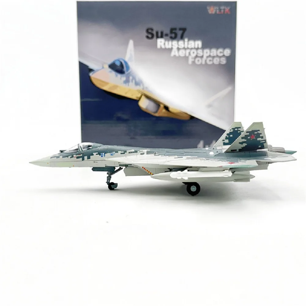 1/100 Scale Russian Su-57 Number 01 Stealth Fighter Aircraft Models Alloy Diecast Plane Static Decor Aviation Souvenir With Base
