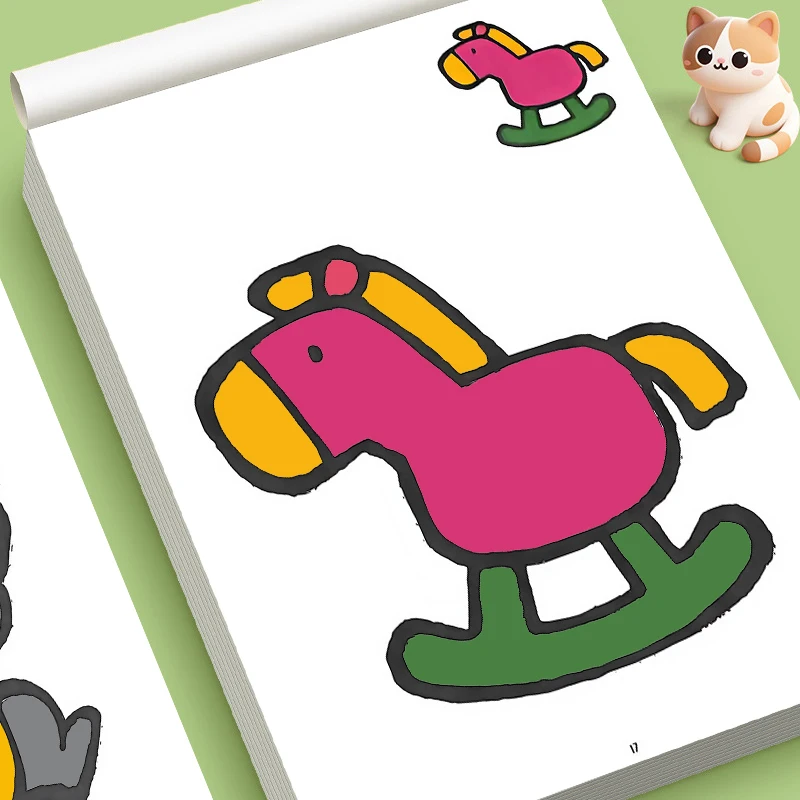 32 Pages Kids Preschool Coloring Workbook with Various Lovely Cartoon Patterns, Creative Stress-Relief Painting Book