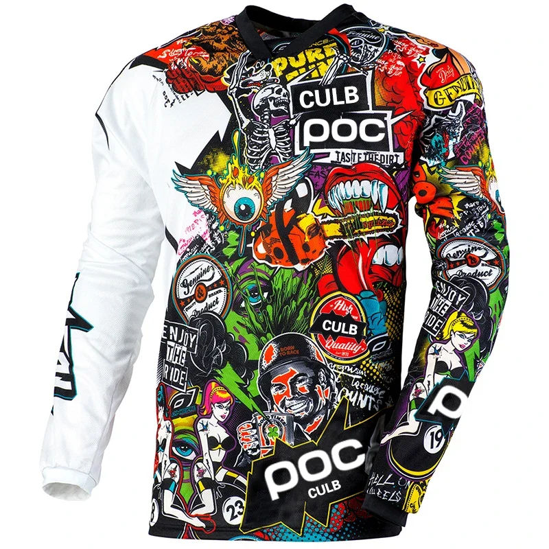 2024 New Long sleeved CULB POC Colorful Fashion Off road Motorcycle Mountain Speed Reduction Customizable Short sleeved T-shirt