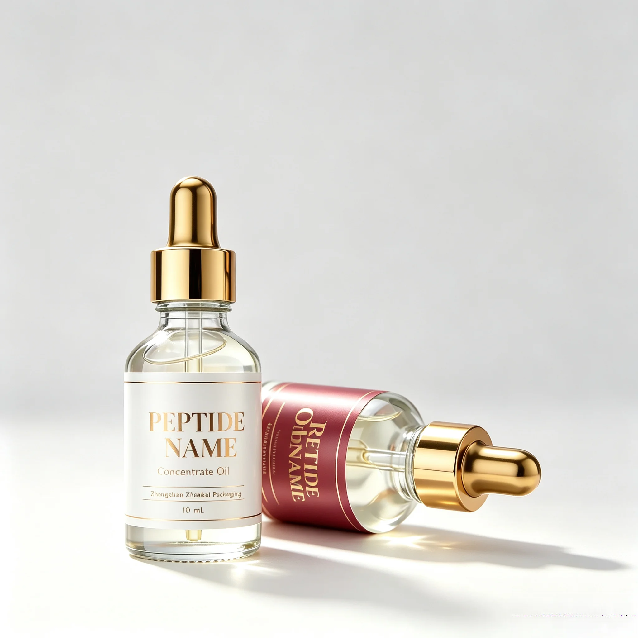 Custom Printed Premium Peptide Label Boxes Waterproof Clear Vinyl Self Adhesive Stickers For 3ml 10ml Facial Beauty Vials