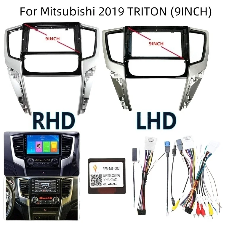 9 Inch Radio Fascia Frame Wiring Harness CANBUS Adapter For Mitsubishi Triton 2019 RHD LHD Dashboard Kit