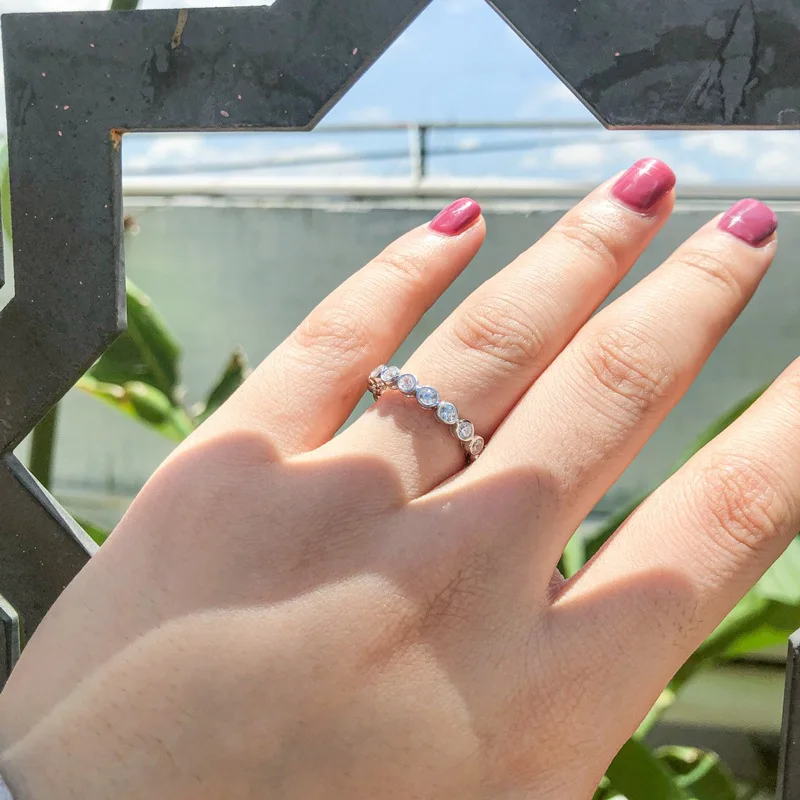 Lnngy Zertifizierter D-Farbton VVS1 3mm Moissanit Stapelbarer Ewigkeitsring 14k Gold Filled Eheringe für Frauen Funkelnder Schmuck – Detail 7