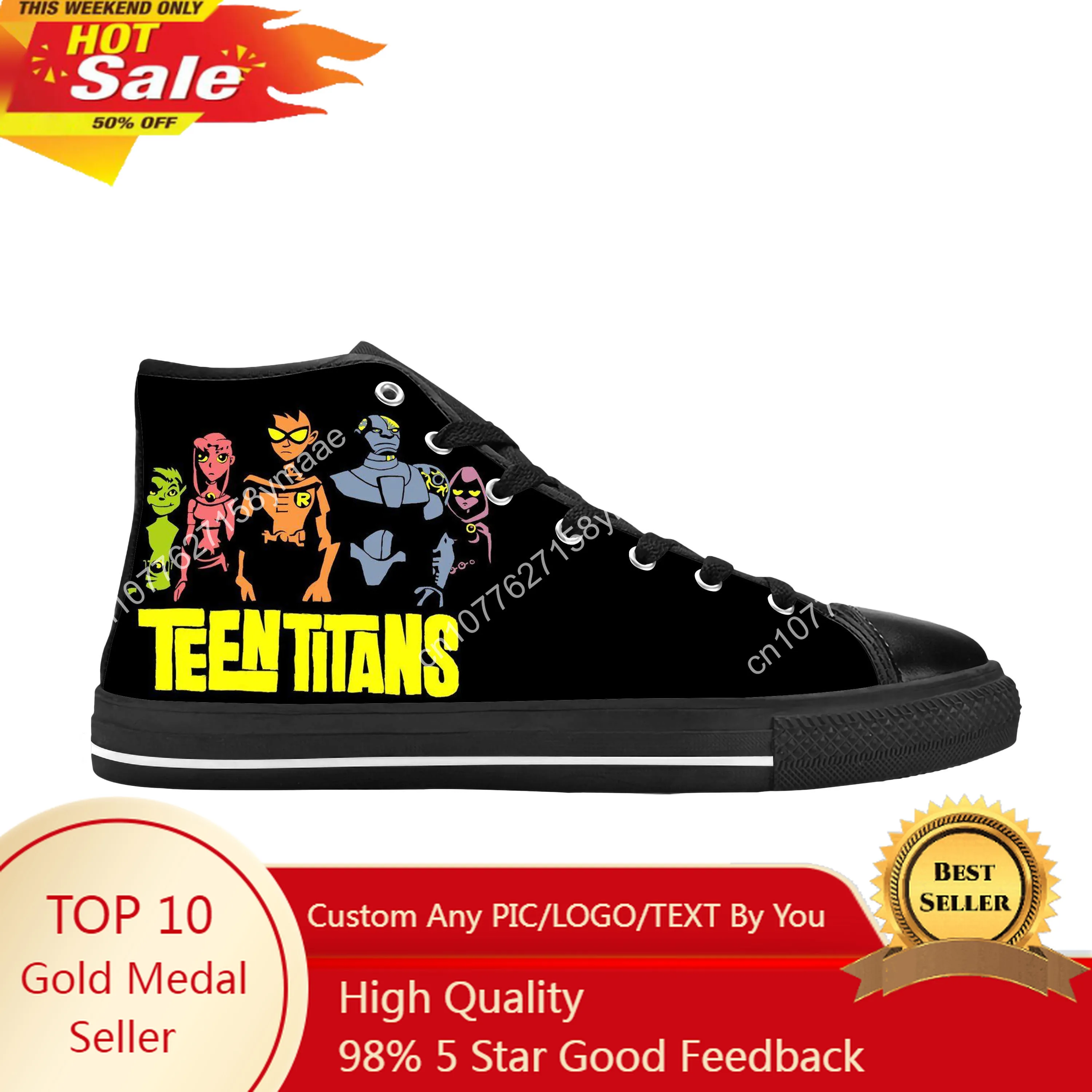 

Titans Anime Cartoon Manga Comic Teens Superhero Casual Cloth Shoes High Top Comfortable Breathable 3D Print Men Women Sneakers