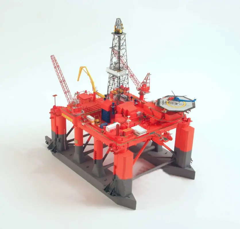 1:400 Norwegian Bredford Dolphin Semi-Submersible Oil Rig Paper Model Wheel Ship Model Assembling Jigsaw Puzzle Model Toy