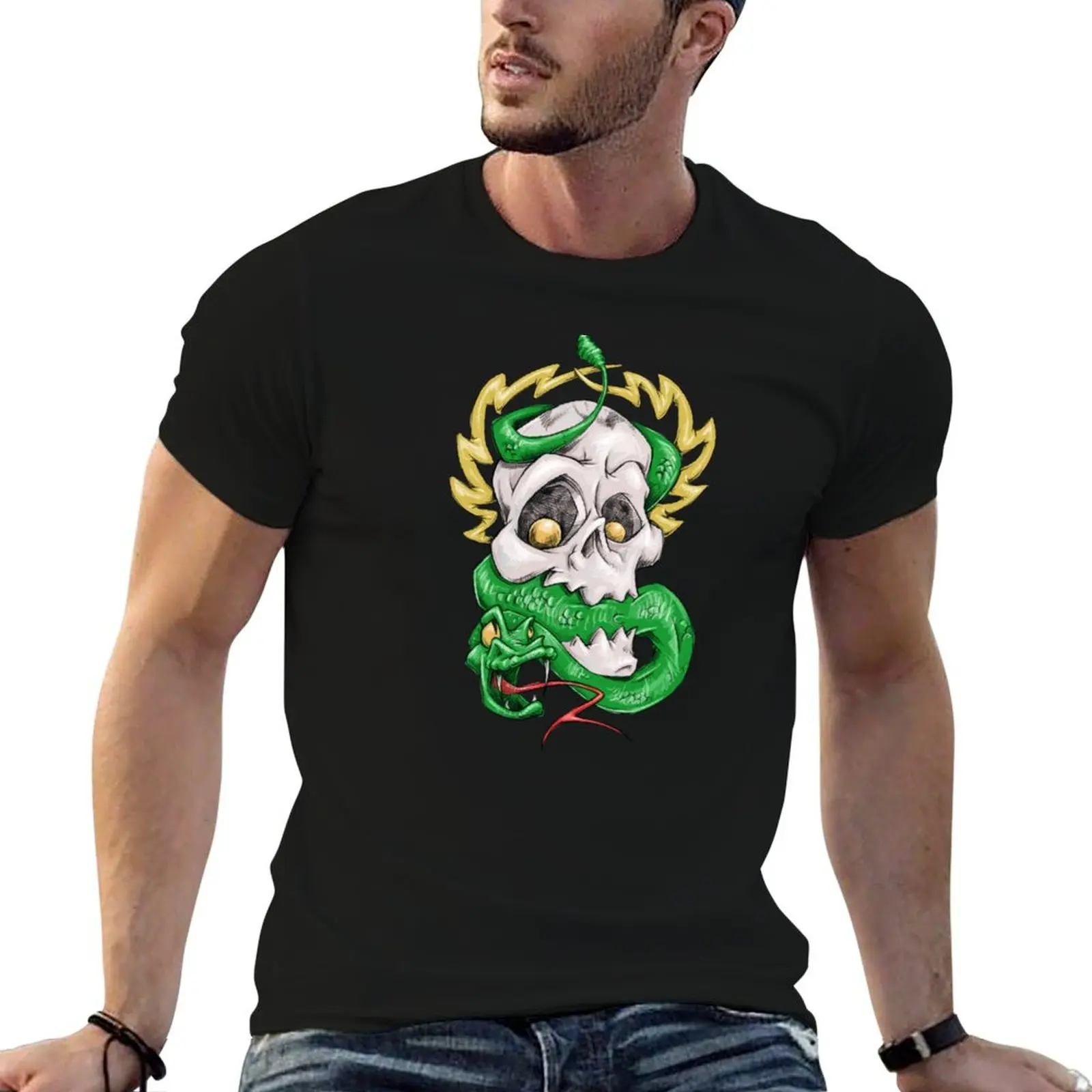 Mike McGill Skull and Snake! T-Shirt Work Outdoor Short Sleeve Tee
