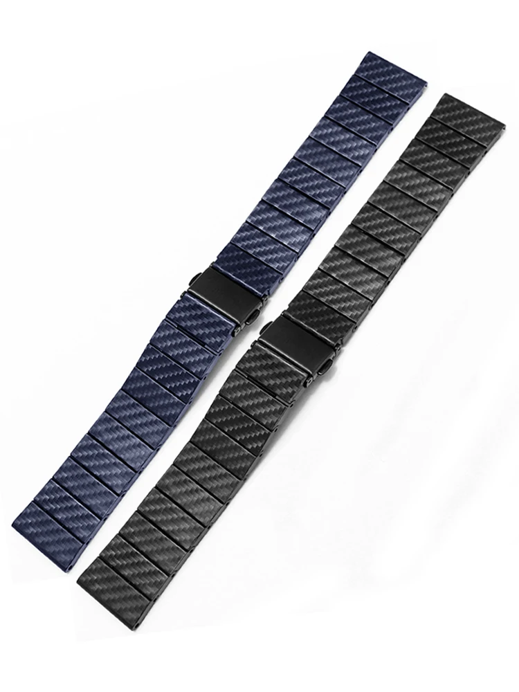 20mm 22mm Black blue plastic steel Carbon fiber watchband Men Lightweight watch strap For Citizen Tag Heuer Omega Mido bracelet