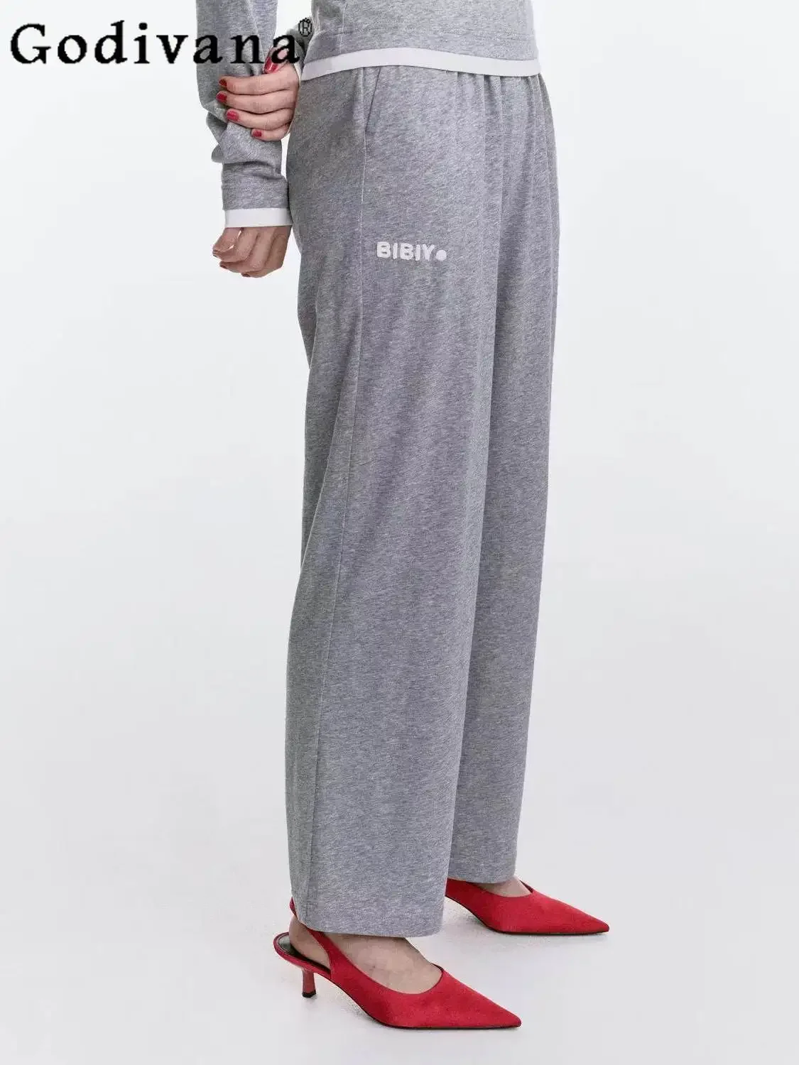 IMU Japanese Commuter Casual Pants Spring and Summer 2026 Women's Elastic Waist Wide-leg Pants Trousers Female Loose Sweaters To