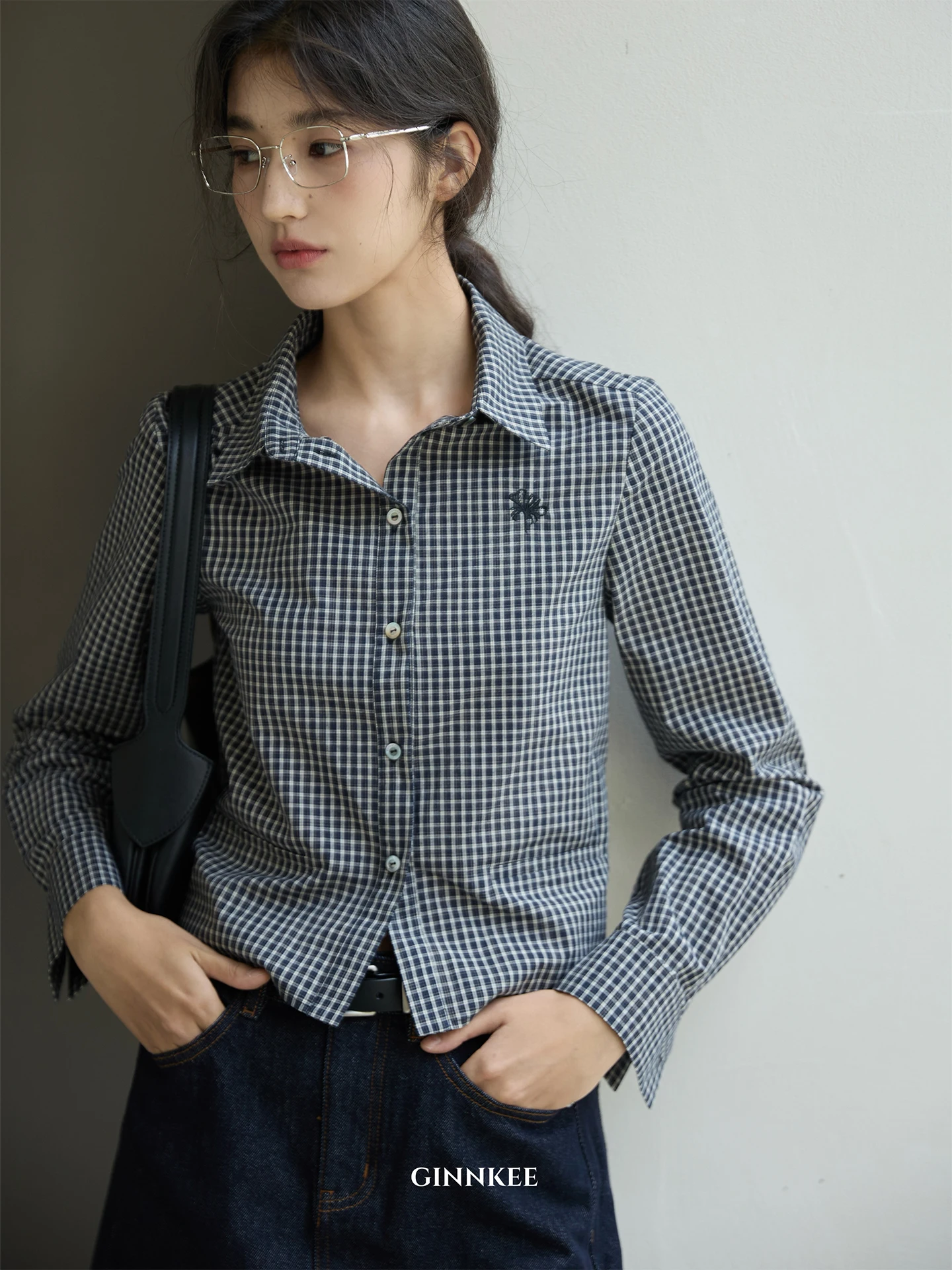 

Miu Sle lectual Женский топ в клетку GINNKEE в клетку Long Sve ort Length, дышащий хлопковый топ на пуговицах во французском стиле