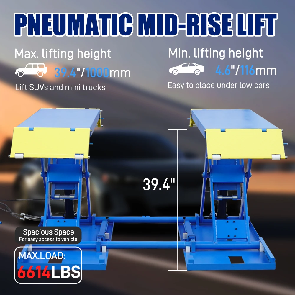 

6614 Lbs Two Post Car Lift, 2 Post Floor Plate Hoist Equipment For Home, Garage And Workshop10000 Lbs Two Post Car Lift