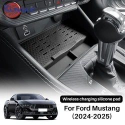 For Ford Mustang S650 GT 2024 2025 Silicone Wireless Charging Pad Non-Slip Mat Dust-Proof Charger Protect Cover Car Accessories