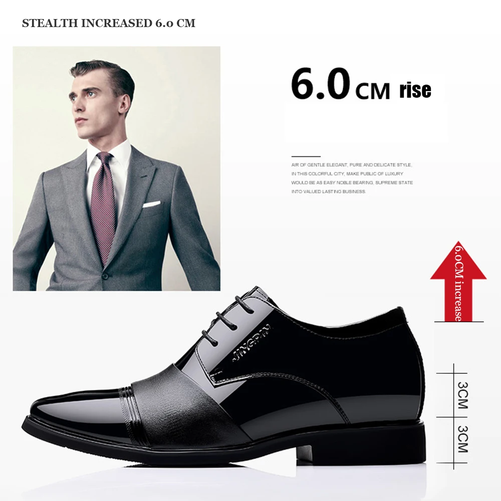 Männer Luxus Business Lederschuhe atmungsaktive Lack leder formelle Schuhe schwarz spitzen Zehen Brautkleid klassischen Herren anzug Schuh