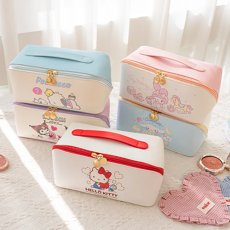 Pu Sanrios Cosmetic Bag Pillow Cosmetic Storage Anime Water Proof Multifunctional Wash Up Portable Storage Bag Kawaii Cartoon