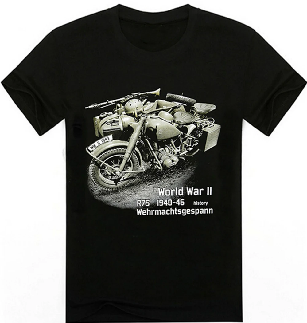 WWII sgespann R75 Heavy Duty Motorcycle Side Car T Shirt. Short Sleeve 100% Cotton Casual T-shirt Loose Top Size S-3XL